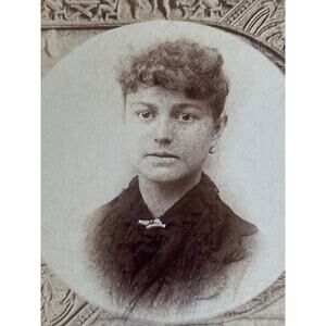 Antique Cabinet Card Photo Early 1900s Vignette Style Print W Faux Bas Relief